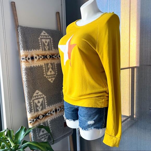 Sundry Yellow Long Sleeve Crewneck Pullover Sweatshirt Women’s Size 2/ Medium - Picture 3 of 8